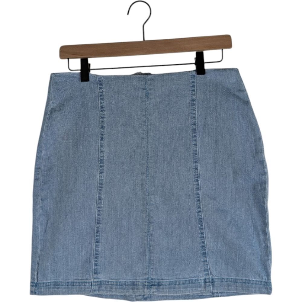 Harper Heritage Light Blue Top Front Zip Denim Skirt Size M